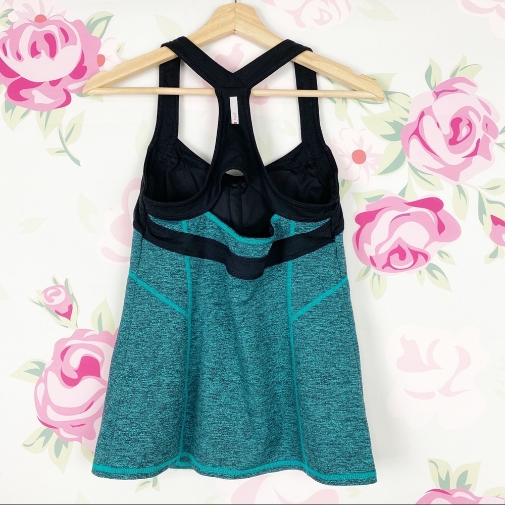 Zella Athletic Teal Black Workout RacerbackTank Top S - Picture 4 of 6